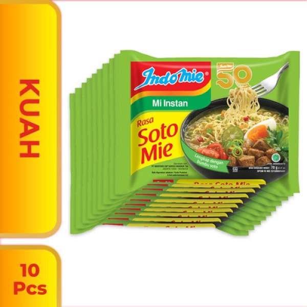 10 Bungkus Indomie Kuah Rasa Soto Mie 70...