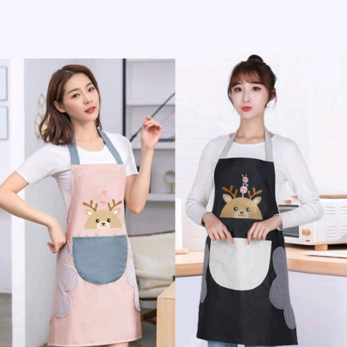 Apron celemek masak motif rusa anti miny...