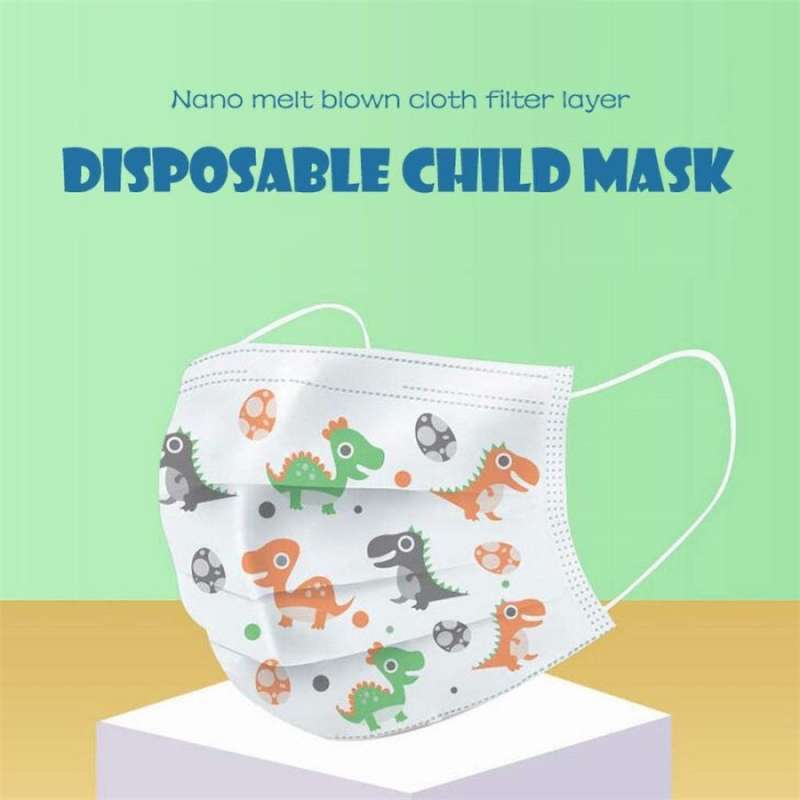 {PAKET 9 PCS} MASKER ANAK 3 PLY Cowo / C...