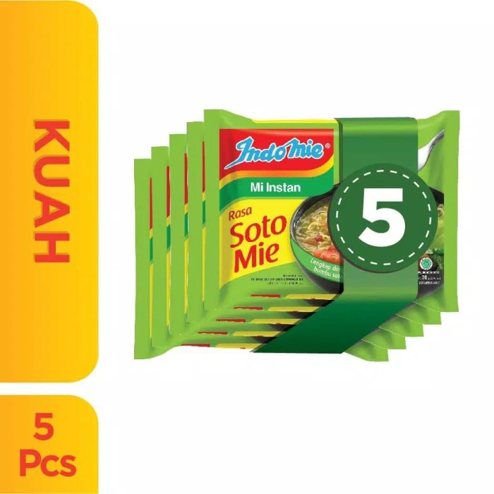 (5 bungkus) Indomie Kuah Rasa Soto Mie 7...