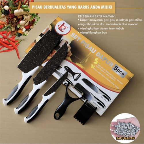 Pisau set 5 in 1 hitam batu maifan - Bay...