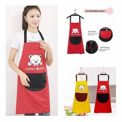 Apron bear celemek masak waterproof kual...